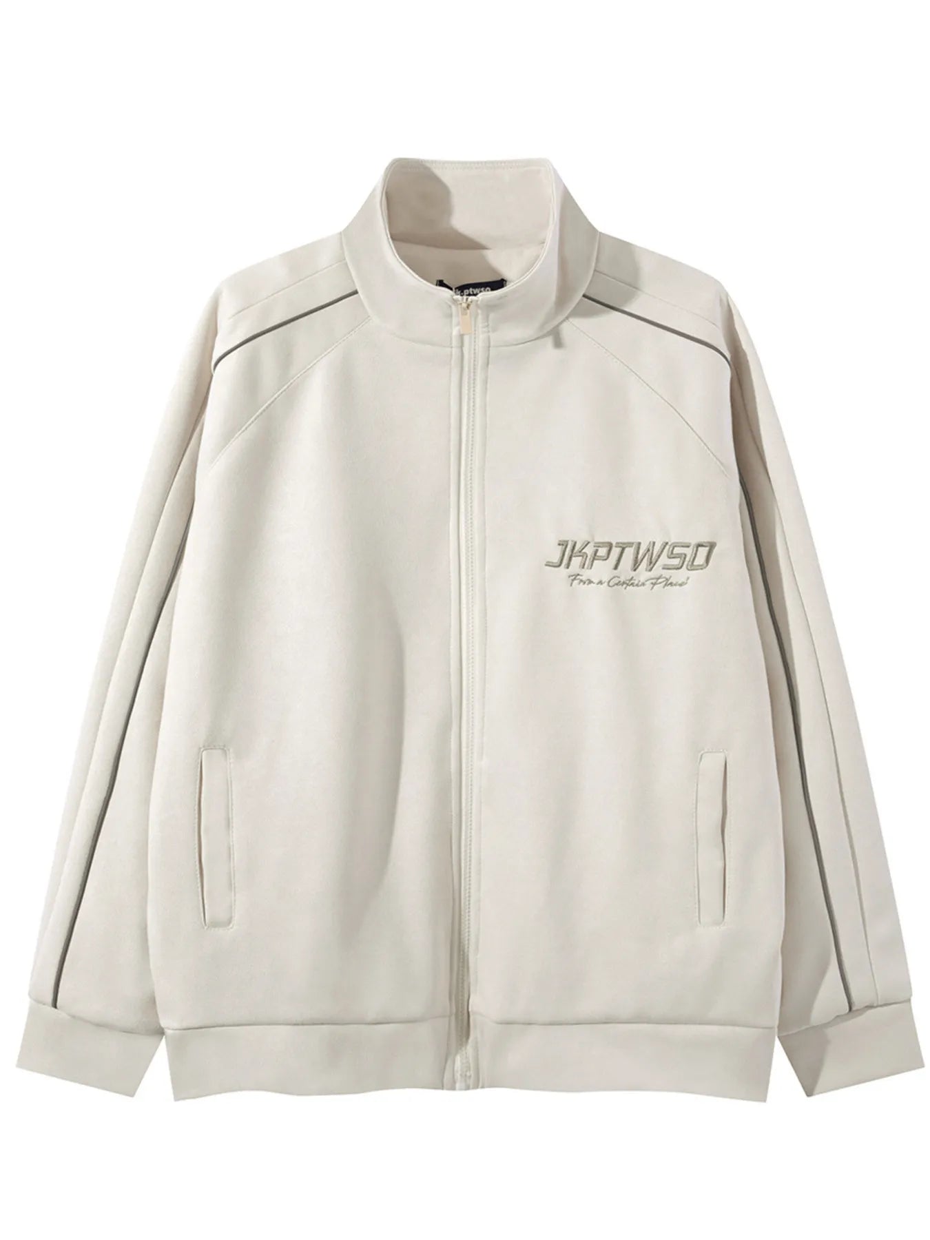 Men's Letter Graphic Track Jacket with Contrast Trim